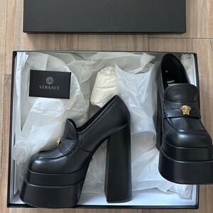 Versace Black and Gold Platform Heels